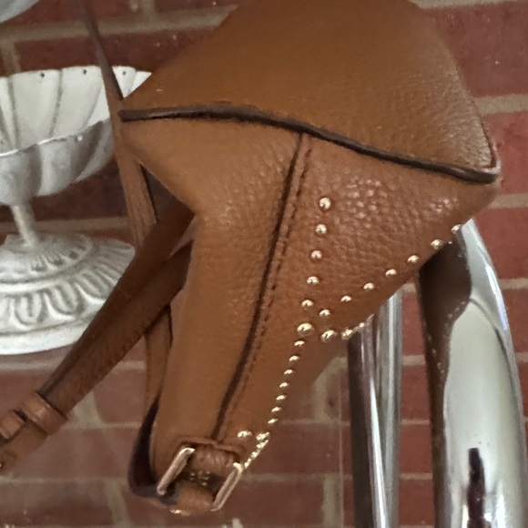 Michael Kors Adele Medium Dome Leather Gold Tone Studded Crossbody/Luggage Bag - Picture 5 of 9